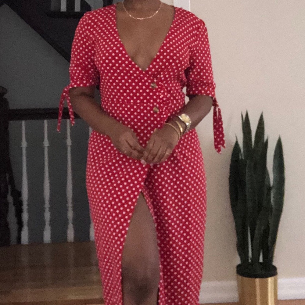 Polka dot button dress